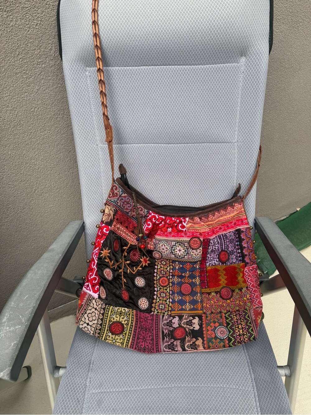 Vintage Hmong Hill Tribe Patchwork Boho Crossbody Bag Embroidered Ethnic Textile